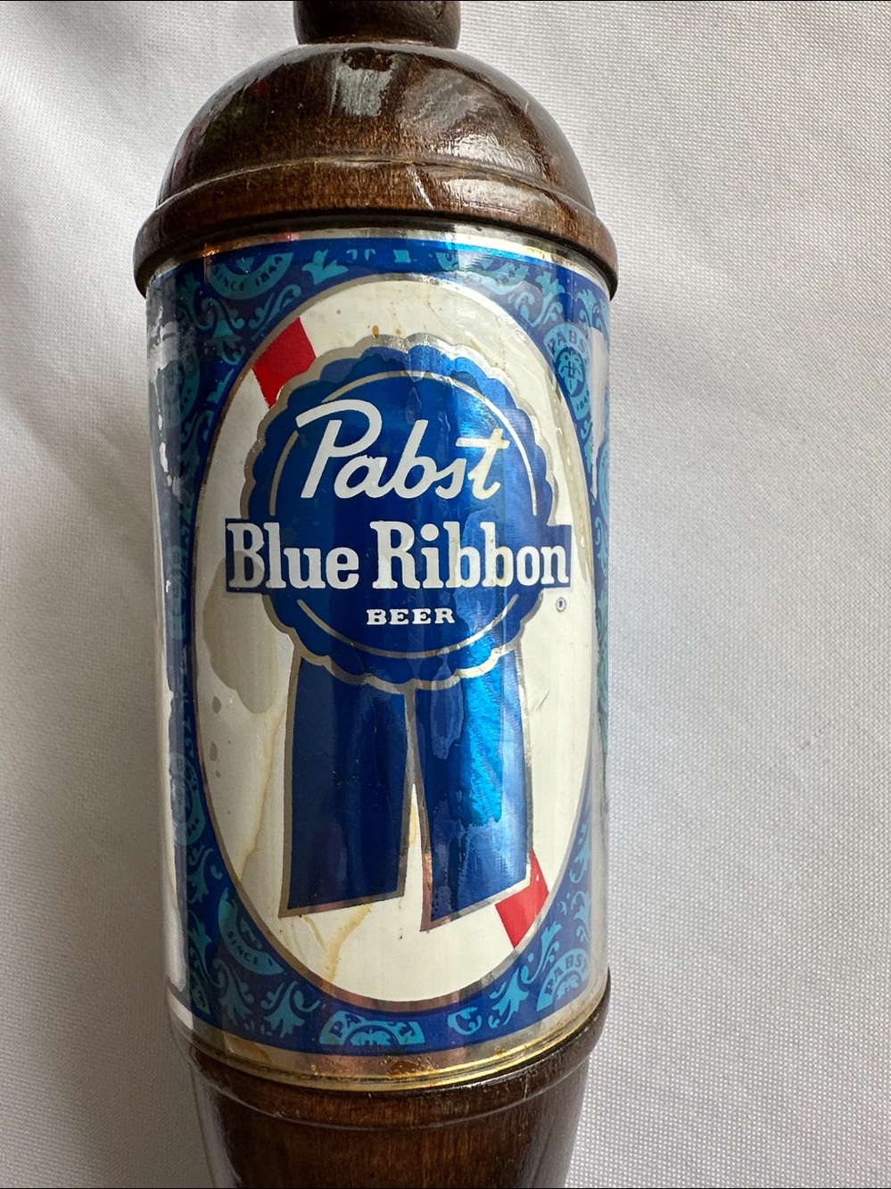Pabst Blue Ribbon Wooden Tap Handle - Blue Ribbon Graphic Breweriana 1970's - Picture 10 of 12